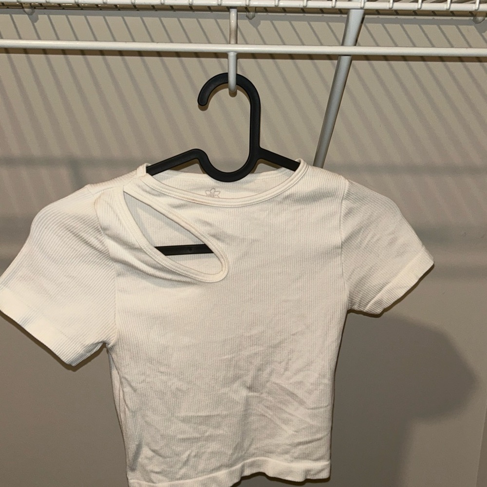 Aura White Cut-Out Ribbed Crop Top
